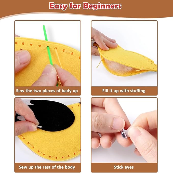 FYXGZZH Kids Beginner Sewing Kit – DIY Stuffed Craft Set with Pre-Cut Felt, Plastic Needle & Embroidery Thread, Educational Arts & Crafts for Boys & Girls Ages 6-12, Bird