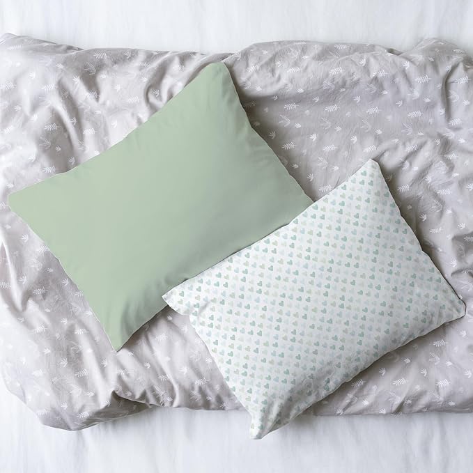 Little Sleepy Head Toddler Pillow with Pillowcase 13x18 - Kids Pillow for Sleeping - Better Neck Support Ergonomic Pillow and Toddler Pillowcase - Best Pillows for Kids (Sage)
