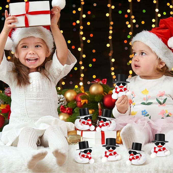 Syhood 24 Sets Christmas Mini Rubber Duck Bulk with Sunglasses Scarf Hats and Adhesive Dots Duckies Bath Toy Xmas Decor for Christmas Winter Gift Cruise Birthday Party (Top Hat)