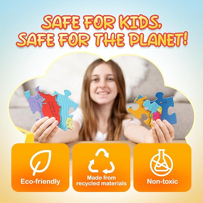 GeoToys GeoPuzzle, Asia Shaped Jigsaw Puzzles, 50 Pc Geography Puzzle, Geography Game & Map Puzzle, Jigsaw Puzzles for Kids Ages 6-9 Years Old