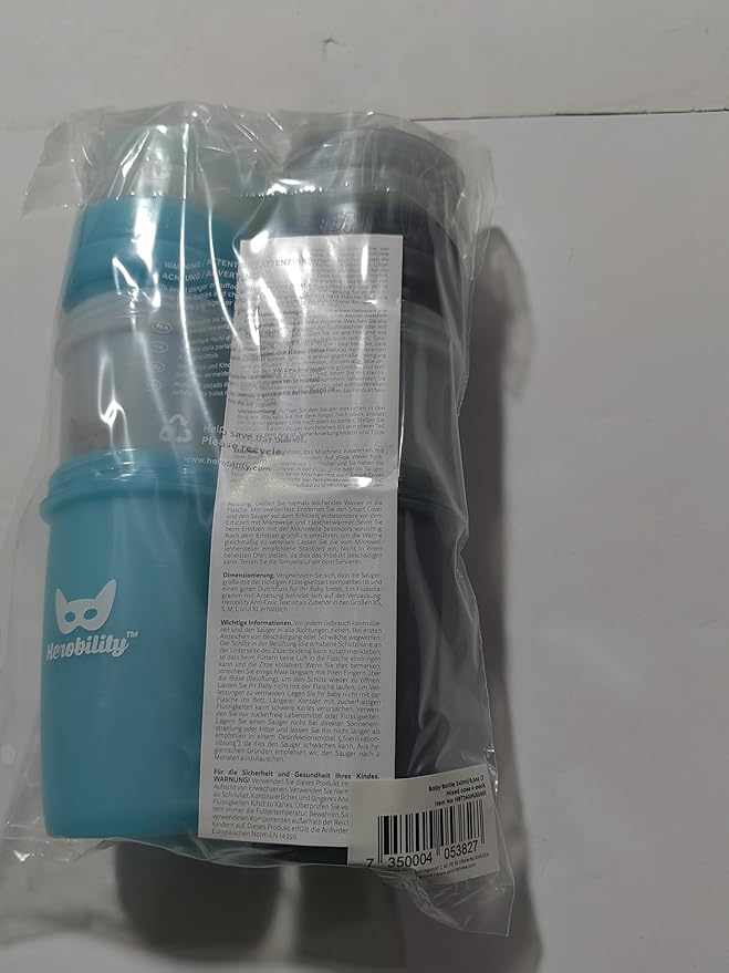 Herobility Double Anti-Colic Baby Bottles – 8.5 fl oz/240ml – 4-Pack – Multicolor - White, Gray, Iron Blue, Blue