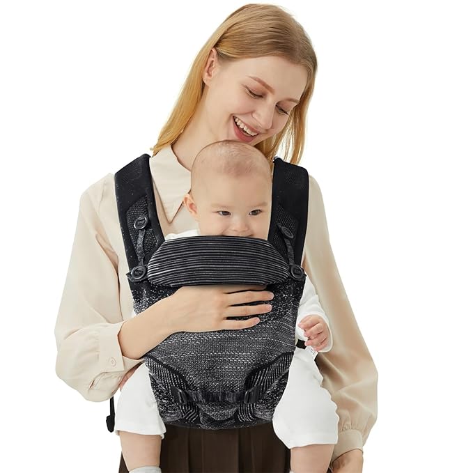 Ergonomic 4-in-1 Baby Carrier Newborn to Toddler - with Lumbar Support - for Children 8-33 Pounds - 360 Degree Baby Wearing - Inward & Outward Facing - (Black)
