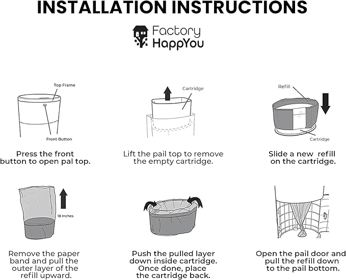 Factory Happyou® Pack of 8 Refills Compatible with Dekor Plus Diaper Pail Refills & Dekor Diaper Pail Refill Bags, 394 in Long, 30% Thicker, Advanced Odor Control. Each Roll Holds up to 600 Diapers