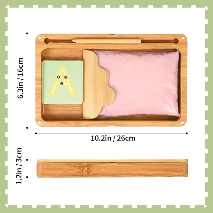 Montessori Sand Tray with Lid - Wooden Sand Trays for Kids Writing Letters and Numbers, Preschool Classroom Must Haves, Kindergarten Learning Tools (Pink)