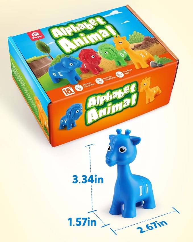 Coogam ABC Letters Matching Game, 26PCS Alphabet Fine Motor Skill Color Shape Recoginition Preschool Educational Montessori Learning Toys for 2 3 4 Years Old Toddlers