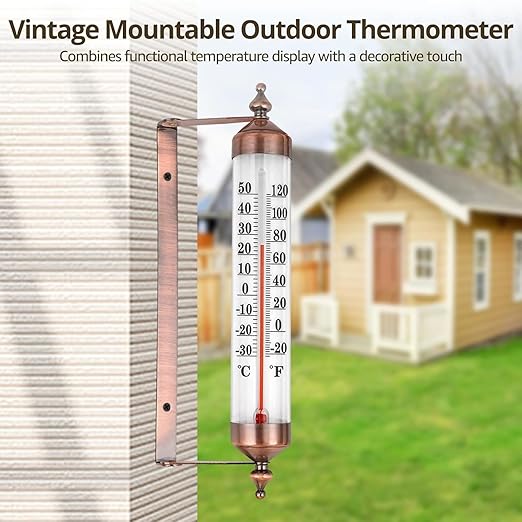10.3 Premium Steel Outdoor/Indoor Thermometer Waterproof Vintage Style Decorative