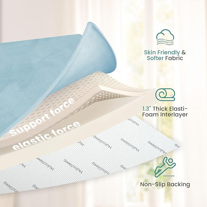 Baby Play Mat for Floor,1.3" Thick Elasti-Foam 50"×74" Playpen Mat for Tummy Time,Water Repellent Soft Coral Velvet for Toddler,Infant,Kids,Non-Slip Backing Safe for Crawling(Light Blue)