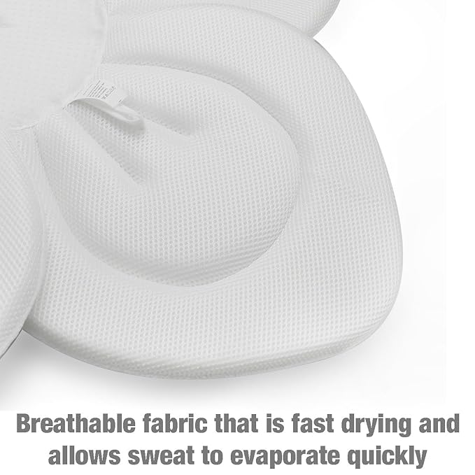 PandaEar Baby Bath Pad for Infant Newborn | Soft Flower 5 Petals for Sink Bathtub Essentials Shower Gift (Grey)