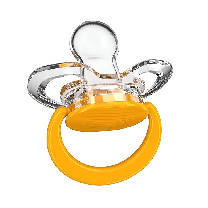 Smilo Baby Pacifier with Orthodontic Design for Healthy Dental Development - Stage 3 for Babies 9+ Months - Pack of 3X 100% Silicone Pacifiers BPA Free - Orange