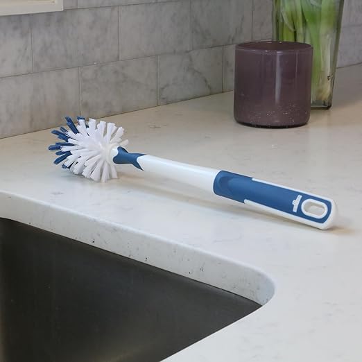 Unger 16” Flexible Glass and Bottle Scrub Brush, Extra-Long, Non-Scratch Cleaning Scrubber for Water Bottles, Travel and Coffee Mugs, Pitchers, Vases, Decanters, Glassware