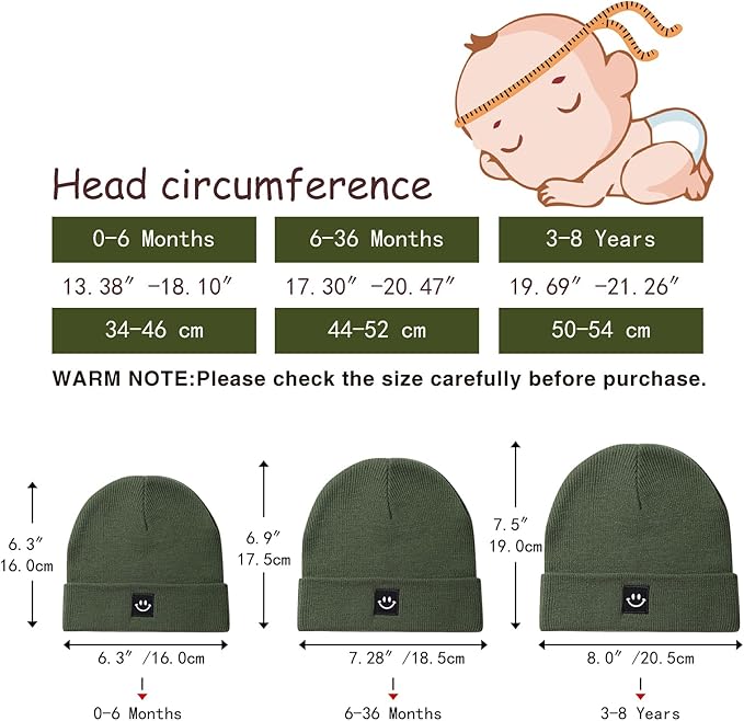2Pack Baby Beanie Knit Toddler Hat for Girls Boys 0-8 Years