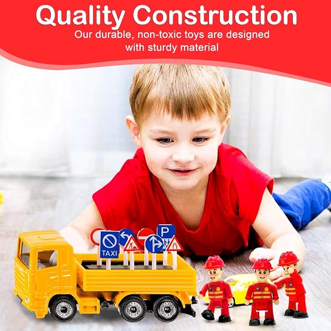 FUNERICA Toy Figures & Playsets - Fireman Action Figures for Kids - Firefighter Figurines - Little People Figures for Play, Fire Trucks, Fire Station Playsets - Mini People Community Helpers (4-Pack)