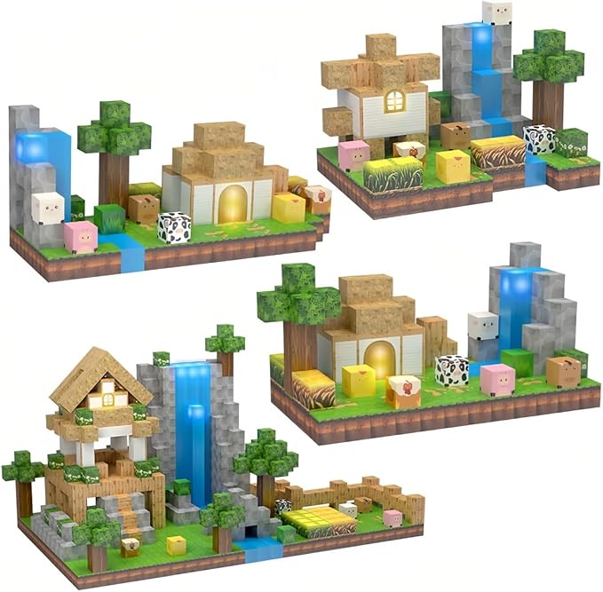 138 Pcs Magnetic Building Blocks, Enhance STEM Learning, Creative Play & Logical Thinking, Durable & Vibrant Color with Light Up Blocks, Ideal for Classroom & Screen-Free Entertainment (Forest Farm)