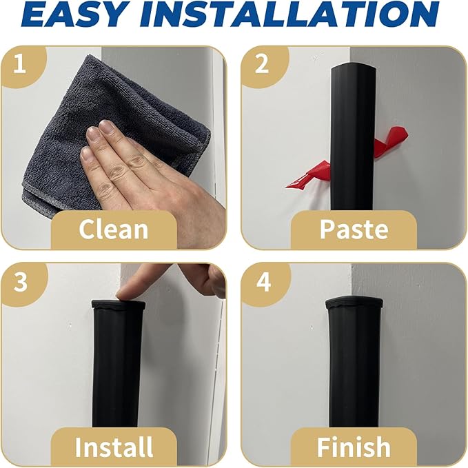 Wall Corner Edge Protector - 1x1x36 inch Baby Proofing Corner Guards, Self-Adhesive Furniture Edge Strips, for Home, Kindergarten, Office, 5 Pack (36" L x 2" W x 2" H, Black, 5)