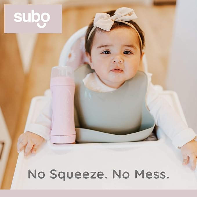 Subo Baby Food Bottle | No Mess Baby Toddler Self Feeder | Squeeze Free Design for Purees, Smoothies, Yogurt, Oatmeal, or Thickened Liquids | Reusable Silicone Washable Cup (Musk)
