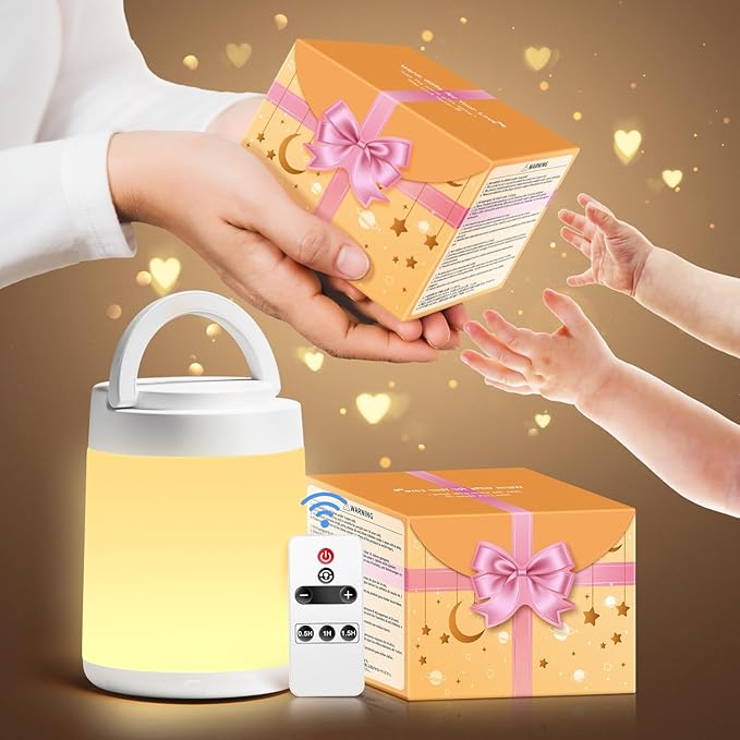One Fire [Gifts for Kids/New Moms 10 Color Dimmable Night Light Lamp, Rechargeable Portable Night Light for Baby Nursery Lamp, Remote+Timer Touch Light, Baby Night Lights for Nursery/Bedroom