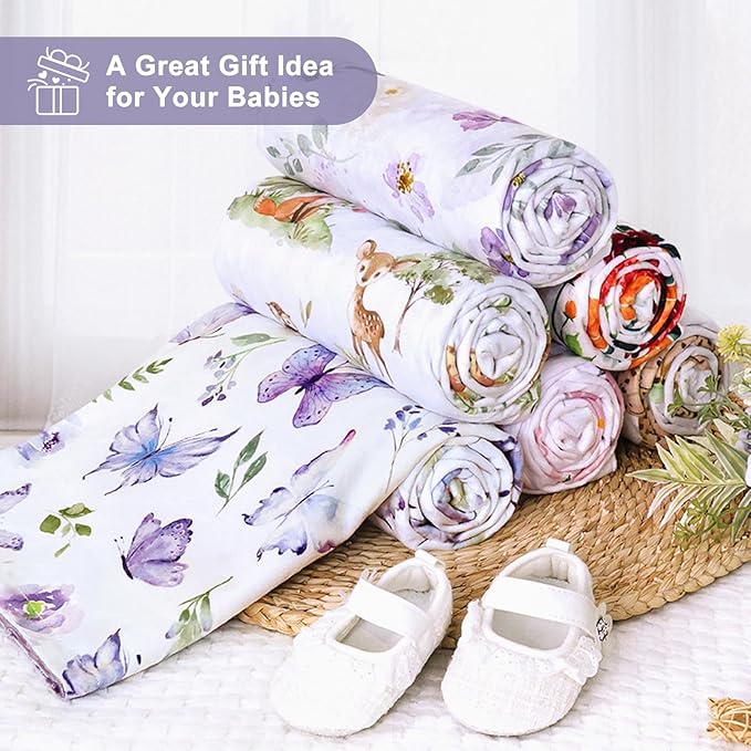 BORITAR Baby Blanket for Girls Soft Plush Minky Fabric, Double Layer Dotted Backing with Elegant Purple Butterfly Pattern Blanket Gift for Toddler Newborn Infant 30 x 40 Inch(75x100cm)