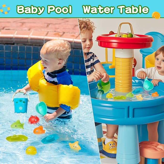 Baby Bath Toys for Kids Ages 1-3, 16PCS Mold Free Bath Toys for Toddlers 2-4 Bathtub Water Table Pool Sand Play Toys, Christmas Stocking Stuffers for Babies & Toddlers