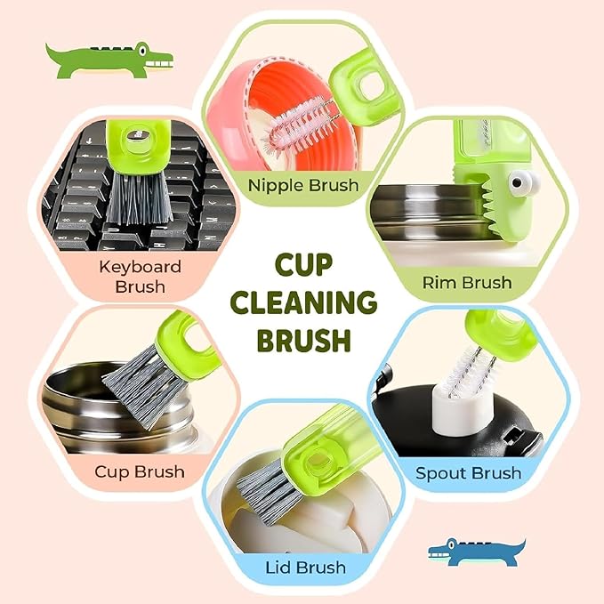 3 in 1 Cup Lid Cleaning Brush, 2025 Upgraded Multifunctional Insulation Bottle Cleaning Tools, Portable Crevice Cleaning Brush Set for Baby Bottle Gap Tight Spaces (#2 Mix)