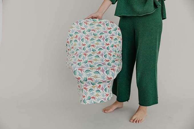 Copper Pearl Baby Car Seat Cover Canopy and Nursing Cover Multi-Use Stretchy 5 in 1 Gift 'Dinosaurs of Jurassic Park' - One Size