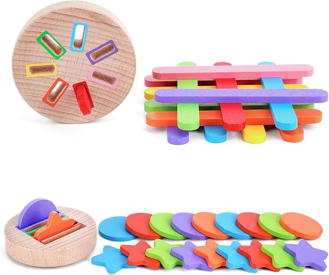 FCSONU Toddlers Montessori Toys for 1 2 3 Year Old Boys Girls, Wooden Learning Color Sorting Toys for Ages 2-4 Kids, Sensory Toys for Toddlers 1-3, Halloween Birthday for Baby 12-18 Month Old