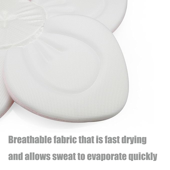 PandaEar Baby Bath Pad for Infant Newborn | Soft Flower 5 Petals for Sink Bathtub Essentials Shower Gift (Pink)