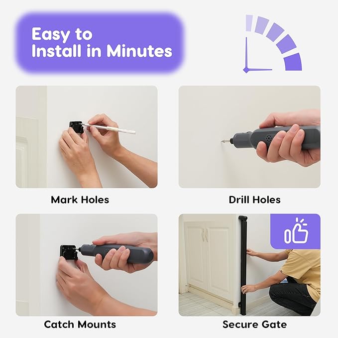 Retractable Baby Gate, Extra Tall Baby Gates for Stairs, Dog Gates for Doorways Safety Extends to 38x55in, Black