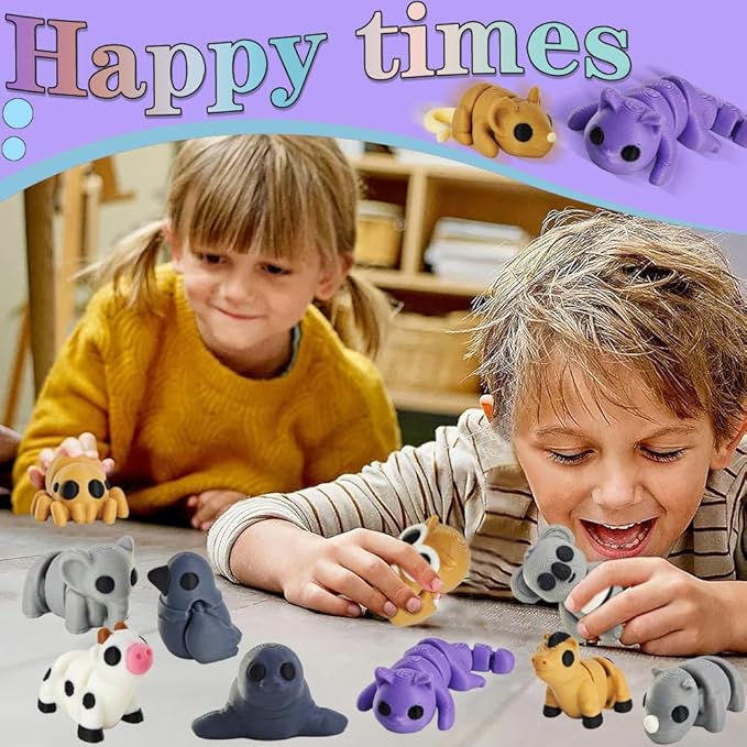 22 pcs Animal Figurines, 3D Printed Animal Figurines Set, Articulated, Party Favors, Pocket Fidget Toys Bulk, Goodie Bag Stuffers, Gifts for Boys Girls Toddlers, Office Desk Pets, Classroom rewards