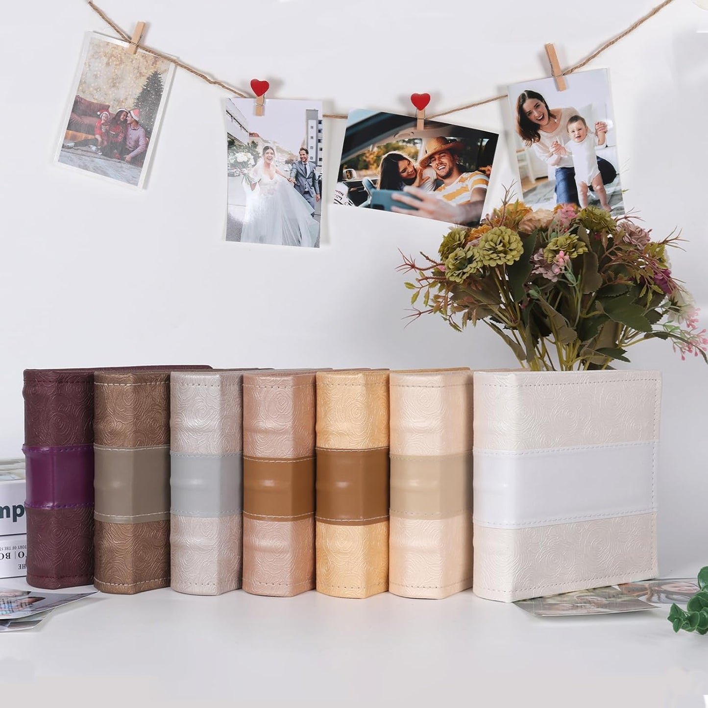 RECUTMS Photo Album 4x6 with Writing Space 100 Photos Photo Book, Leather Cover Picture Album with Memo Areas for Wedding Anniversary Family Baby Couple Valentines Graduation Travel (Beige)