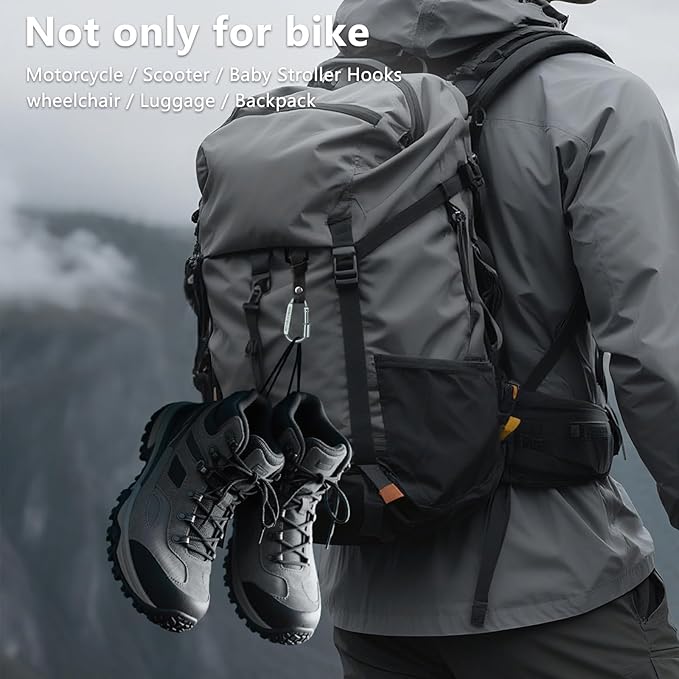 Stroller Hooks for Bags with Locking Stroller Carabiner Clip – Heavy-Duty Hooks for Diaper Bags, Groceries, Backpacks on Strollers, Bikes & Shopping Carts (Grey, 4 Pieces)