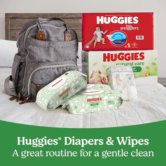 Huggies Natural Care Sensitive Baby Wipes, Unscented, Hypoallergenic, 99% Purified Water, 9 Flip-Top Packs (3 packs of 3), 504 Total Wipes (56 Wipes per pack), Packaging May Vary