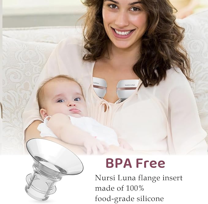 Flange Insert 15mm 4PCS for 24mm Flange/Shield, Flange Sizing Kit Silicone Flange Insert with Storage Box, Cleaning Brush, Breastfeeding Essentials Kit for Moms