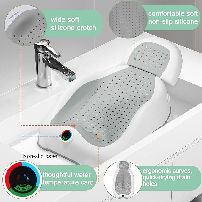 Baby Bath Support Newborn Bathtub with Thermometer,Foldable Baby Tubs for Newborns Baby Bathtub,Soft Sink Baby Bath Tub for Newborn Tub Infant Bathtub Baby Bather,Baby Tub Baby Bath