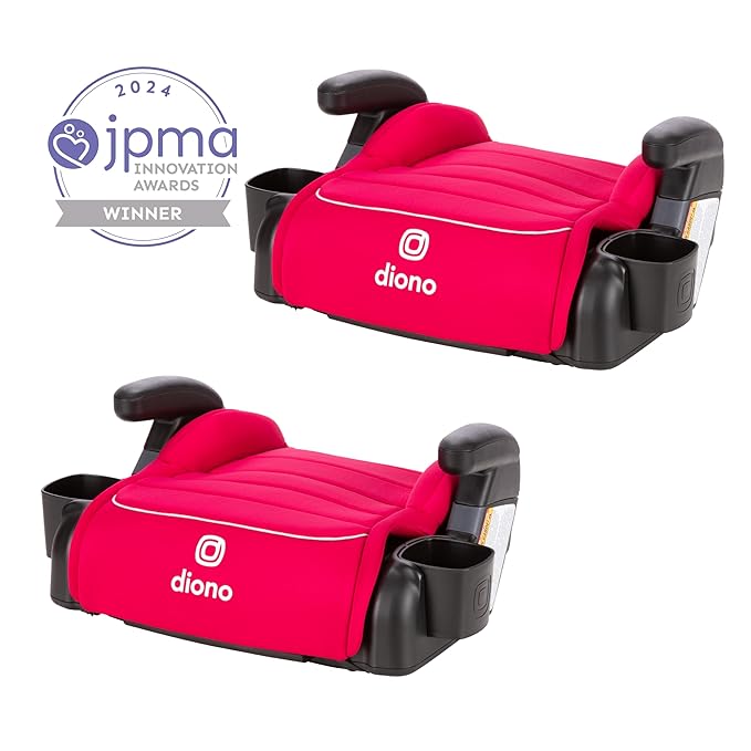 Diono Connect3 R Backless Booster Pack of 2, Slim Fit 3-Across in Many Mid-Sized Sedans and SUVs, for Children from 40-120 lbs., Lightweight with Cupholder, Pink Cotton Candy