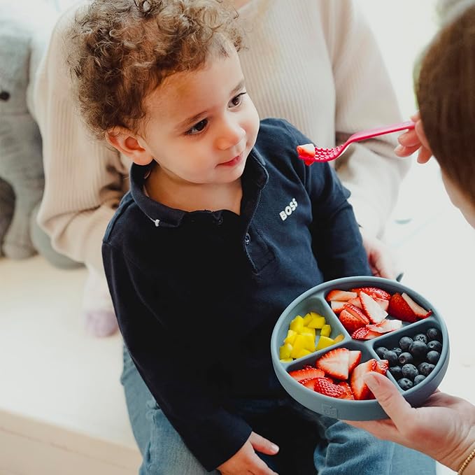 TalkTools Itsy Plate Must-Have Silicone Baby Plates with Suction | Non-Toxic Toddler Feeding Plate | Divided Portion Control Tray | BPA-Free, Easy-Clean, Travel-Friendly Baby Dishware - Made in USA