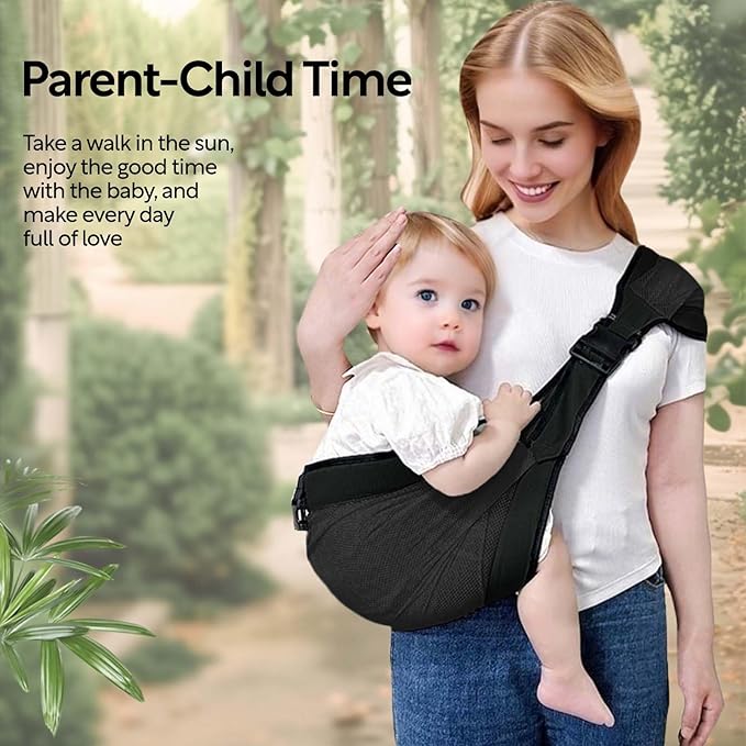 Baby Mesh Sling Carrier Toddler Carrier for Boys & Girls, Lightweight Breathable Summer Baby Wrap, Adjustable & Non-Slip Half Wrapped Baby Carrier(Mesh-Black)