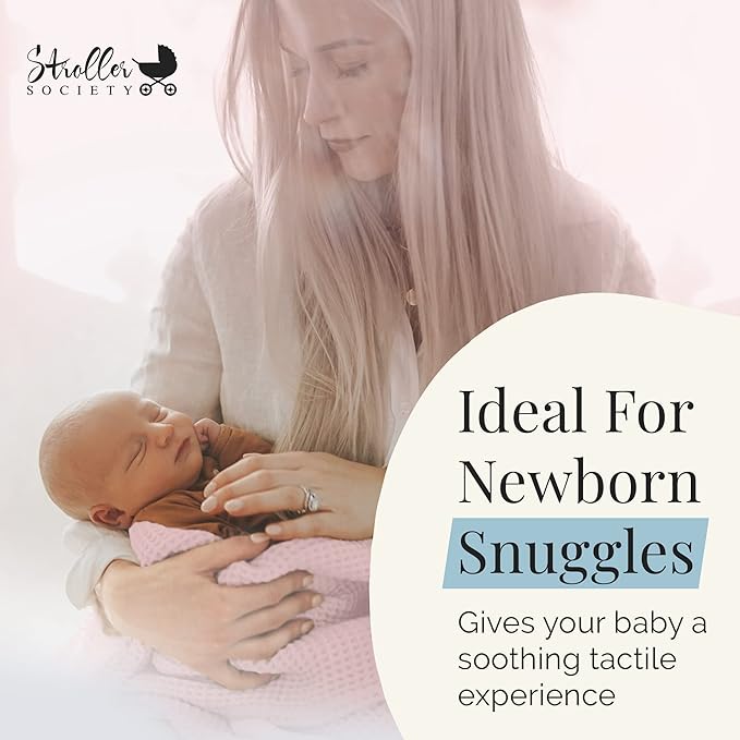 Stroller Society - Swaddles for Newborns & Toddlers, Soft Receiving Blankets Girl & Boy Can Use, Comfy Toddler Blanket & Newborn Swaddle, Cotton Waffle Blanket, Light Pink, 40 x 40 inches