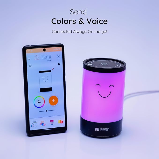 Telepathy Voicy – The Magical, Screen-Free, Color & Voice Messenger for Children, Tech Gift for Kids That Keeps Them Connected with Friends & Family. Bedside Lamp with Colors & Voice (Ages 3-14)