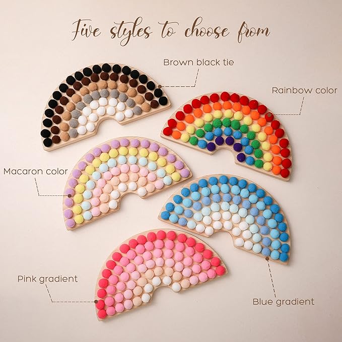 ibwaae Wooden Peg Board Beads Game Color Sorting Toys Counting Matching Game Bead Counting Fine Motor Skill Montessori Toys for Toddlers (Macaron Color)