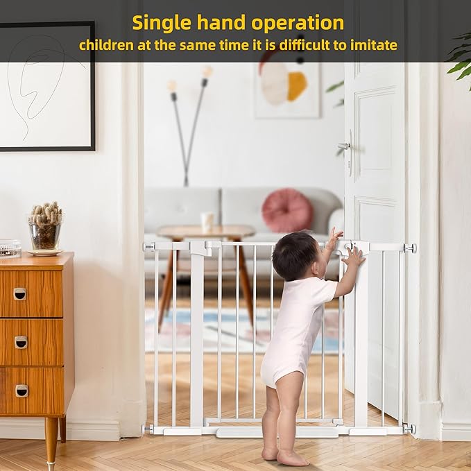 Easy Step Walk-Thru Baby Gate – Adjustable Safety Gate for Babies & Pets, Pressure Mount Kit, Includes Wall Cups – 29.7-48.8W x 30.5H, Auto-Close