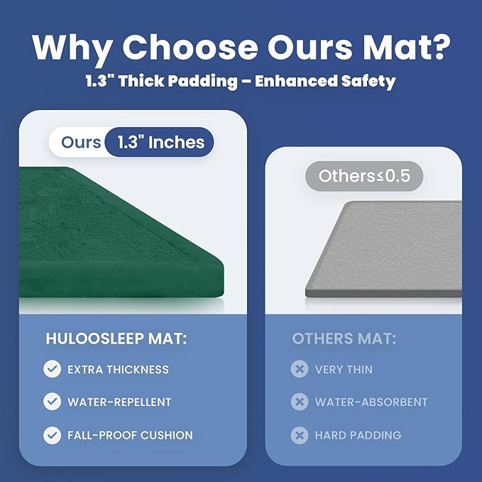 Baby Play Mat for Floor,1.3" Thick Elasti-Foam 74×50 Play Mat for Toddlers Infant Kids,Water-Repellent Soft Coral Velvet for Tummy Time, Non-Slip Backing for Crawling,Tatami Style(Dark Green)