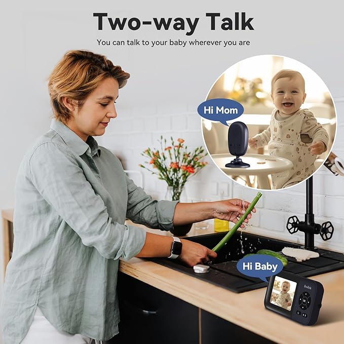 Smart Video Baby Monitor,2.8inch Display,1080p Camera,1500ft Long Range,WiFi On/Off Switch,Night Vision,Feeding Clock,Temperature Detection,2-Way Talk,Free Smart Phone App