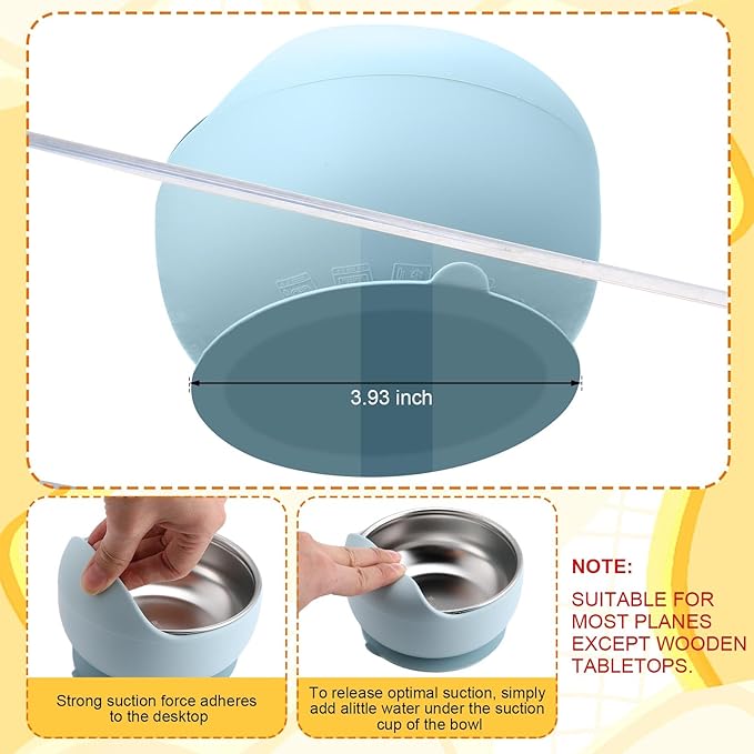 Nuogo 6 Pcs Stainless Steel Baby Bowls with Removable Silicone Shell 304 Toddler Bowls Kids Anti Scald Snack Container for Food Feeding, Dishwasher Safe(Fresh Color,Suction-b)