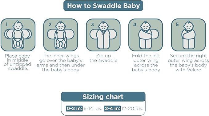 LullaBaby "Double Dream Swaddle: Exclusive Dual Wing Design, Pediatrician-Endorsed, Ultra-Soft Cotton, 2-4 Months, 12-20 lbs - White Sand