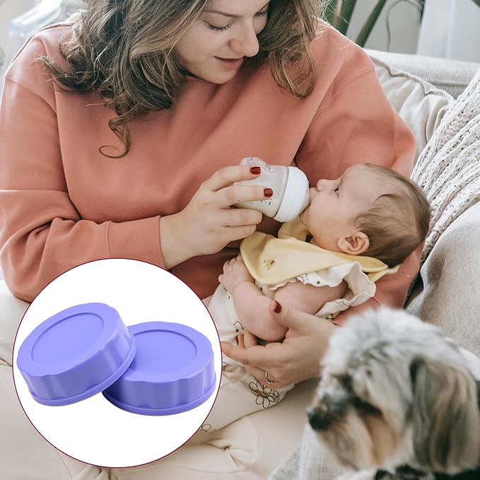 8 Pcs Baby Bottle Caps Compatible with Pigeon & Lansinoh Bottles Travel & Storage Lids Replacement Built-in Silicone Seal Leak-Proof (Purple)
