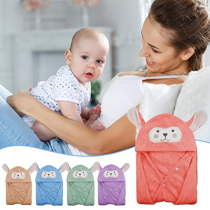 ROMASA Baby Bath Towel Hooded Ultra Soft Towel Highly Absorbent Bathrobe Blanket Toddlers Shower Gifts for Boys Girls- 27.5" x 55" (Pink)