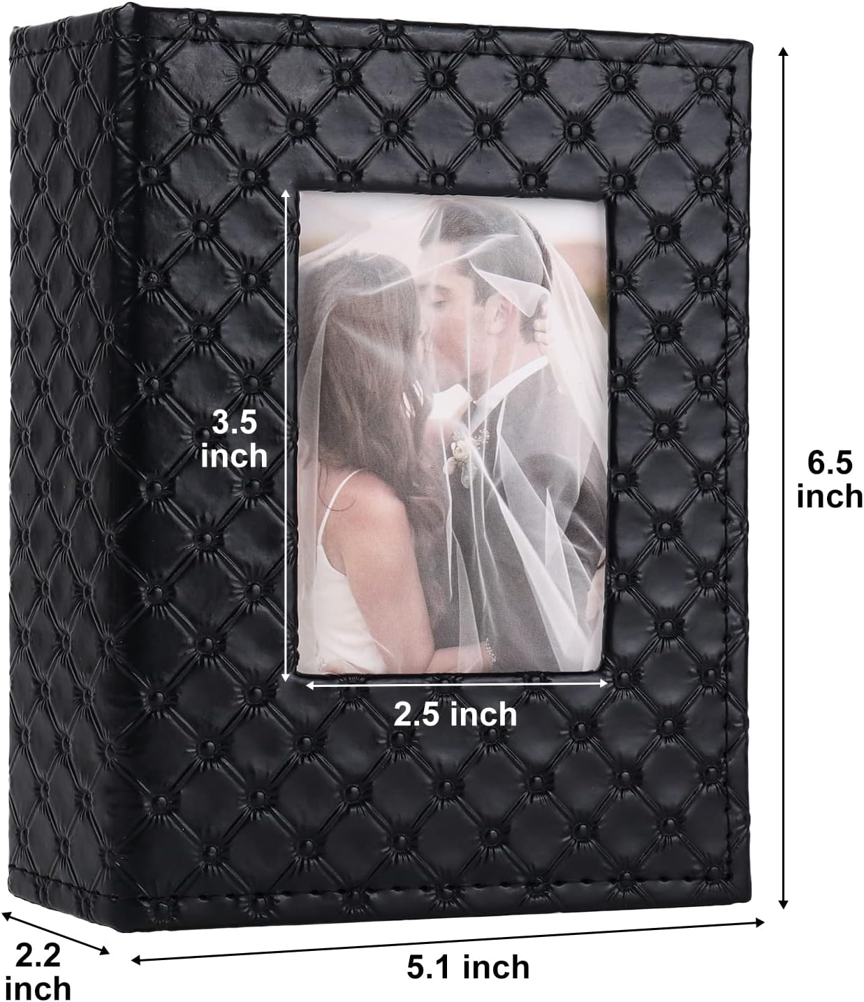 RECUTMS Photo Album 4x6 100 Pockets Photos, Button Grain PU Leather Photo Books Small Picture Album for Baby Family Wedding Christmas Photo Albums Holds 100 Vertical Photos (Black)