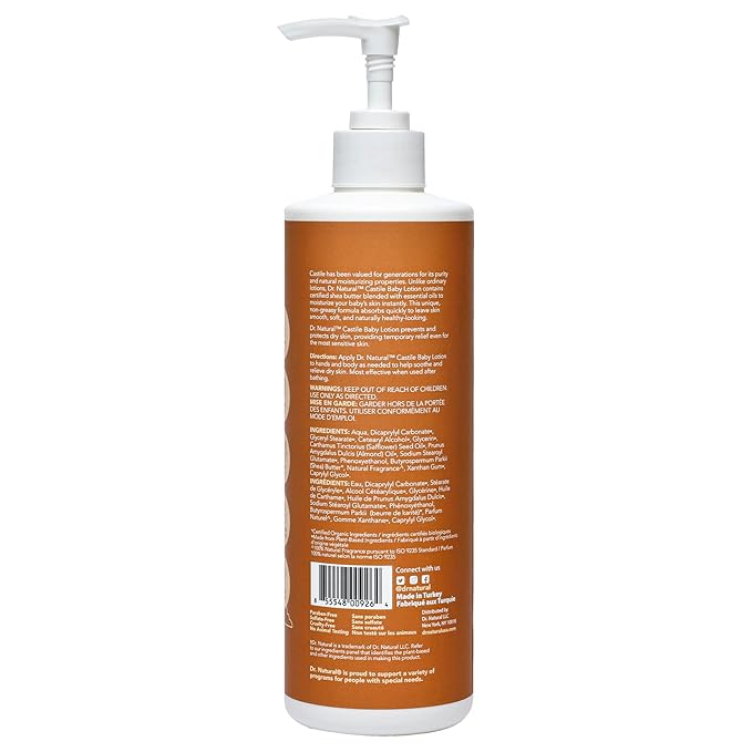 Dr. Natural Moisturizing Baby Lotion - Shea Butter Baby Lotion for Newborn and Kids - Body Lotion for Sensitive Skin - Almond and Mandarin - 16 oz