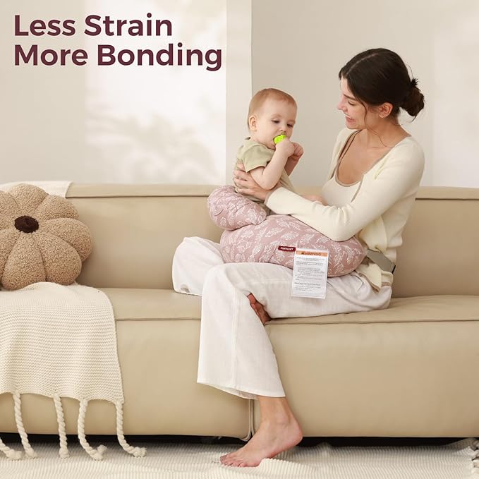 Momcozy Original Nursing Pillow for Breastfeeding-Pioneering Safety Fence- Wider Feeding Pillows for More Support for Mom & Baby- Easier Nursing & Hand Free- Fit for All, Removable Cotton Cover