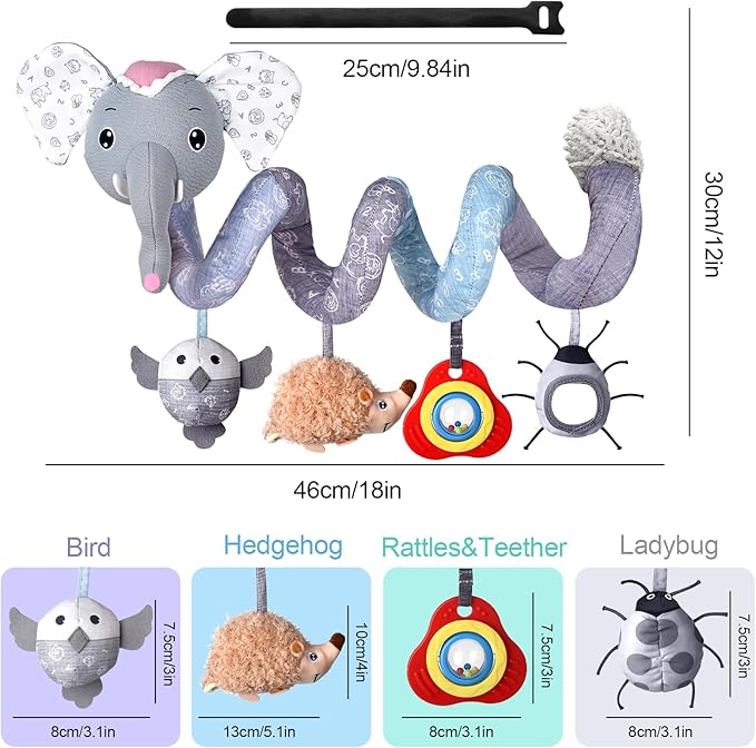 Musical Car Seat Toys Newborn Toys, Stroller Toys Baby Toys 0-6 Months Infant Toys, Baby Toys for Carseat Stroller Crib with Rattles Teether, Baby Toys for 0 3 6 9 12 Boys Girls Enfants